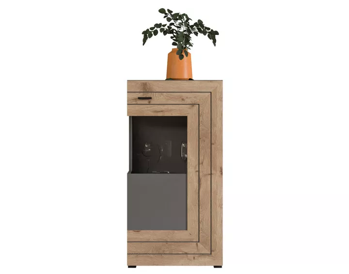 Vitrine gris et bois 60x117 cm Wexford