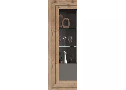 Vitrine gris et bois 60x194 cm Wexford