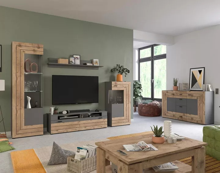 Meuble TV gris et bois 140 cm Wexford