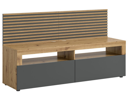 Meuble TV bois et gris 2 portes 160 cm Brentford