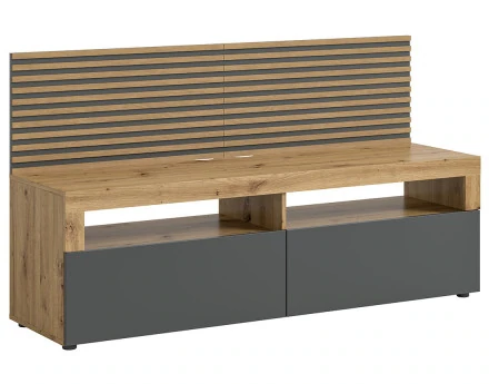 Meuble TV bois et gris 2 portes 160 cm Brentford