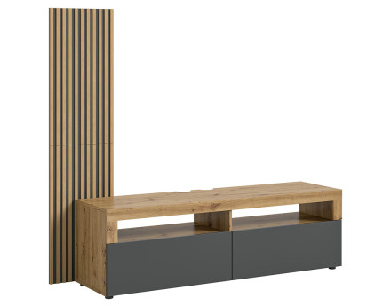 Meuble TV bois et gris 2 portes 160 cm Brentford