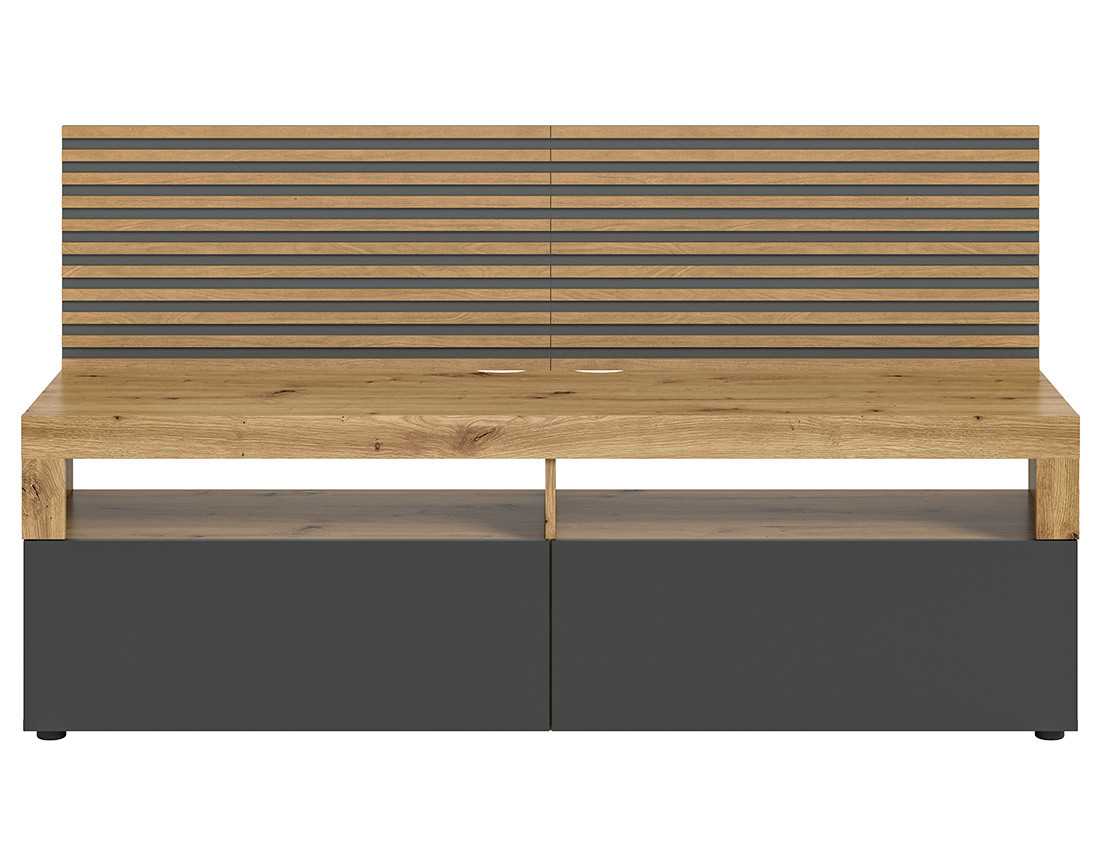 Meuble TV bois et gris 2 portes 160 cm Brentford