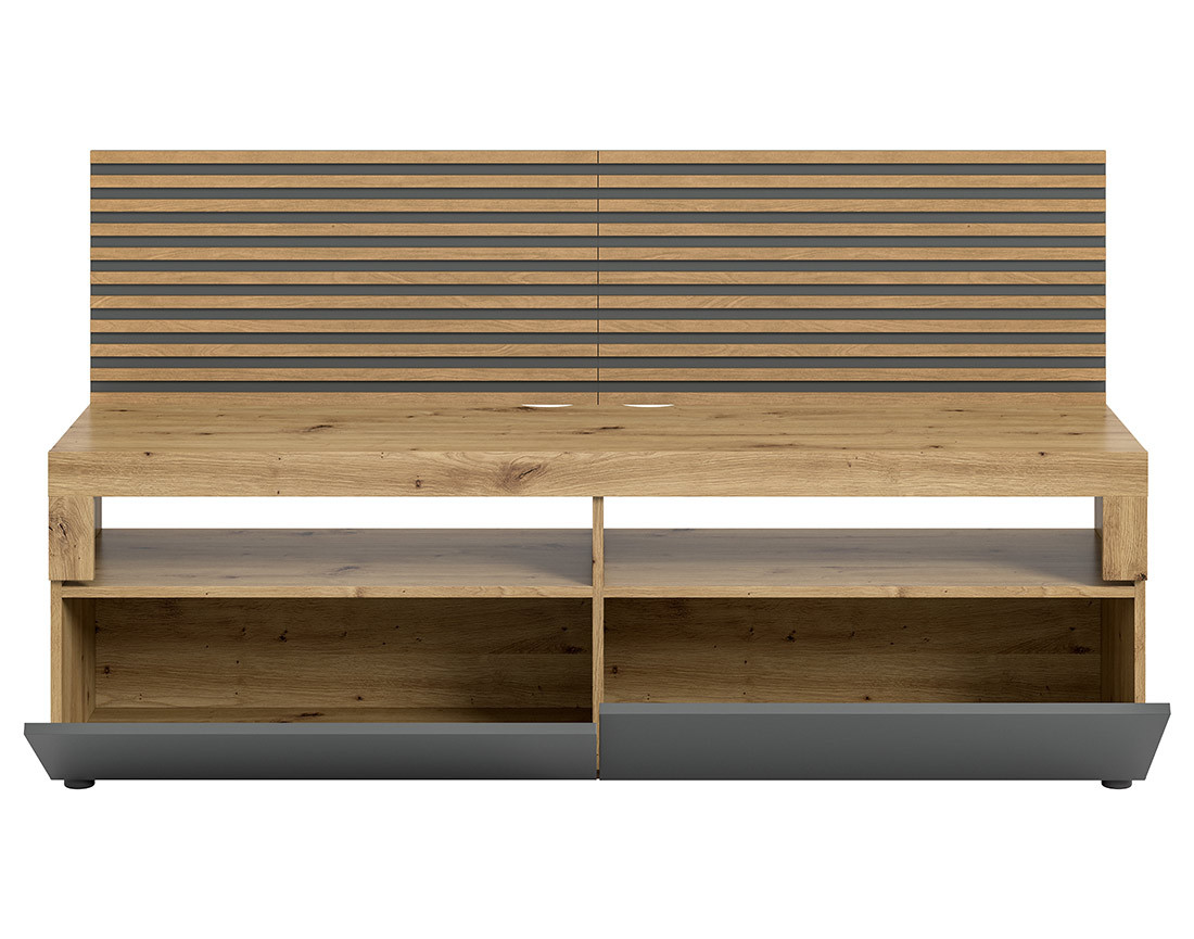 Meuble TV bois et gris 2 portes 160 cm Brentford