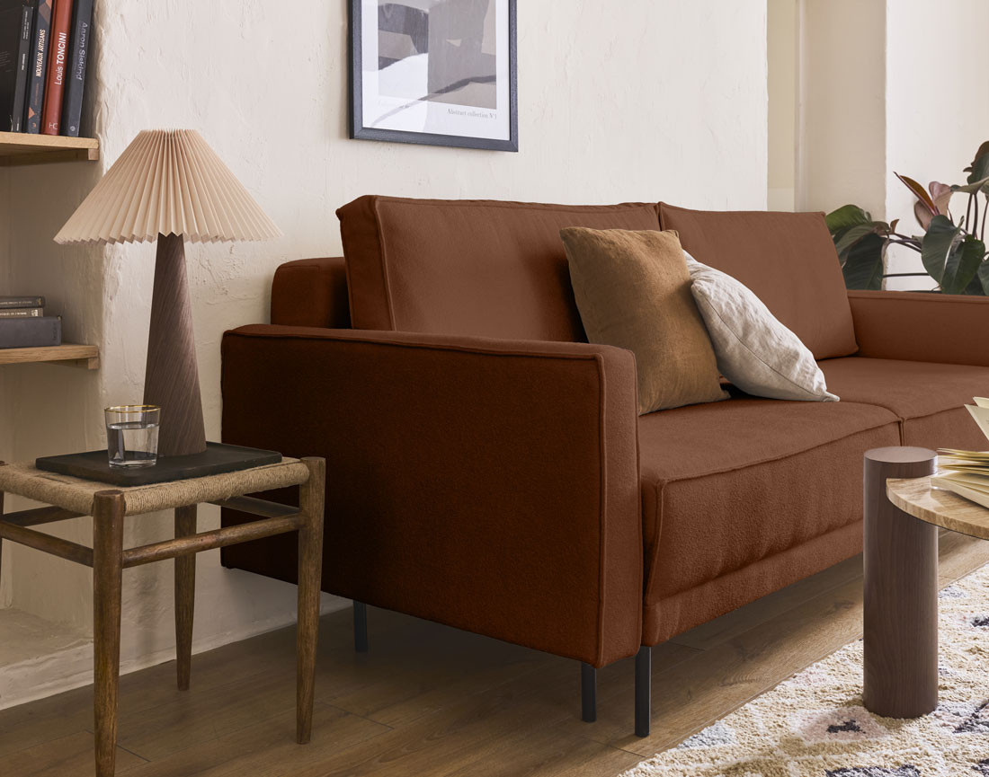 Canapé droit 3 places convertible avec coffre en tissu Charlie