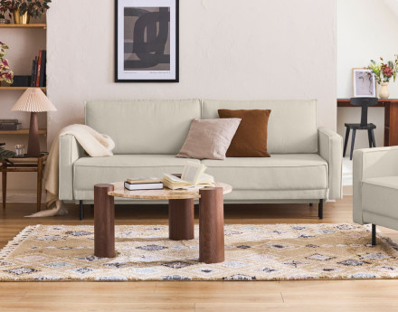 Canapé droit 3 places convertible avec coffre en tissu Charlie