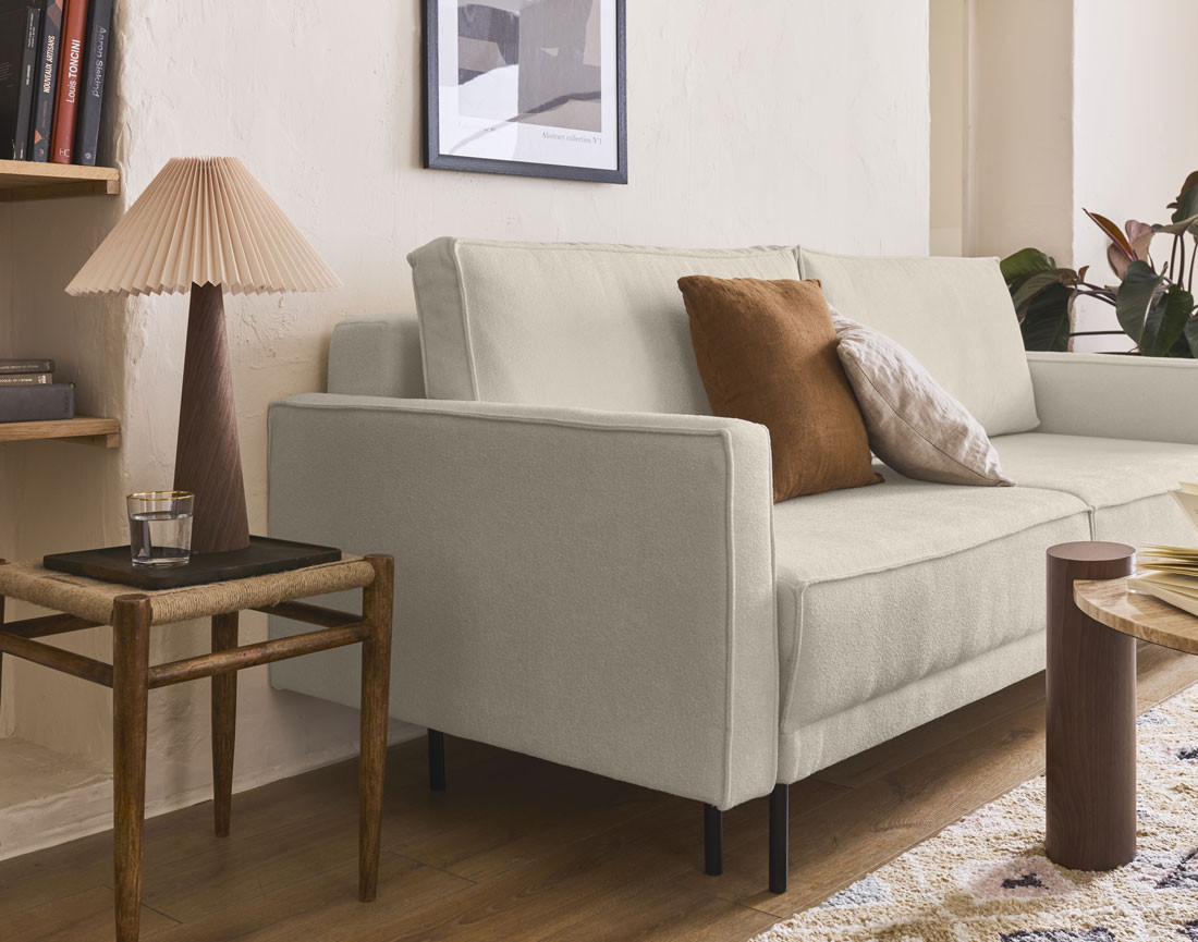 Canapé droit 3 places convertible avec coffre en tissu Charlie Canapé droit 3 places convertible avec coffre en tissu Charlie