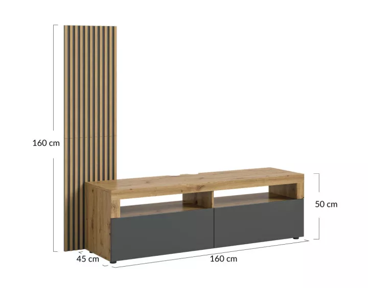 Meuble TV bois et gris 160 cm Brentford