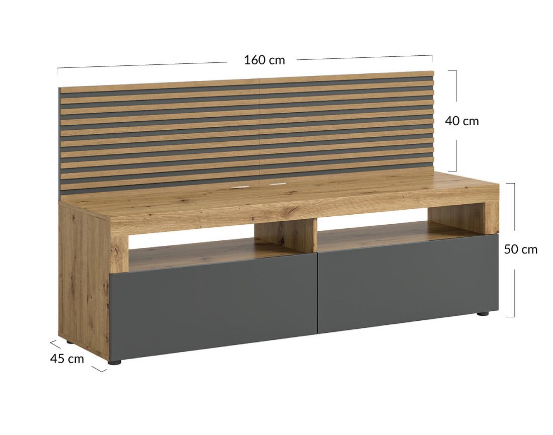 Meuble TV bois et gris 160 cm Brentford