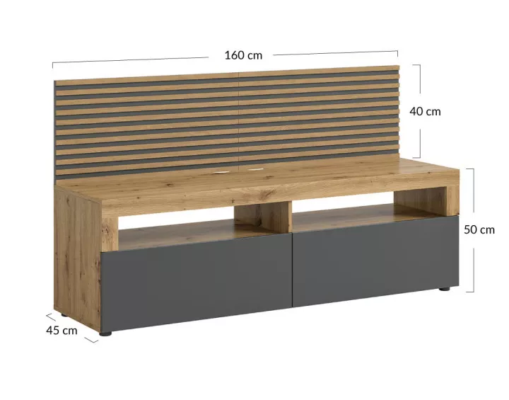 Meuble TV bois et gris 160 cm Brentford