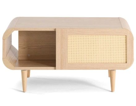 Table basse bois et cannage 1 niche 100 cm Mathilde