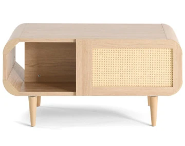 Table basse bois et cannage 1 niche 100 cm Mathilde