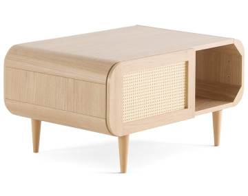 Table basse bois et cannage...
