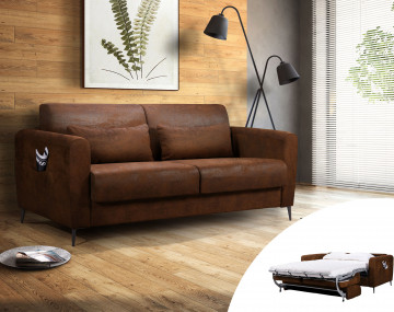  Allan - Canapé 3 places convertible - Ouverture express - couchage quotidien - Style Industriel