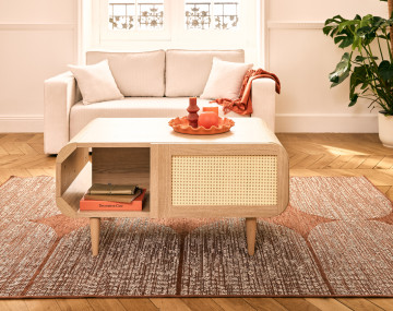 Table basse bois et cannage 1 niche 100 cm Mathilde