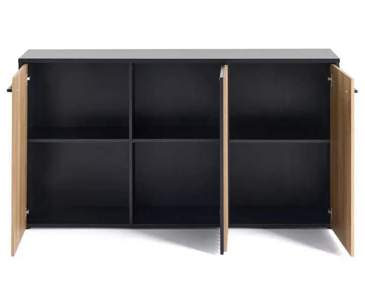 Buffet bas bois et noir 164 cm Varna