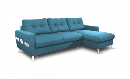 OSLO - Canapé d'angle droit convertible - Bleu canard - 225x147x86cm - Bobochic OSLO - Canapé d'angle droit convertible - Bleu canard - 225x147x86cm - Bobochic