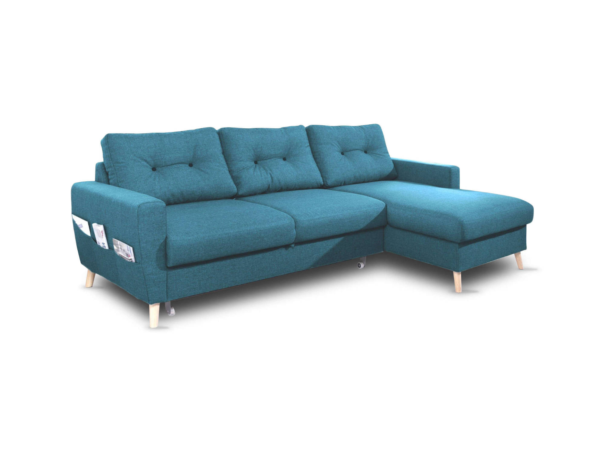 Oslo Canape D Angle Droit Convertible Au Design Scandinave Bleu