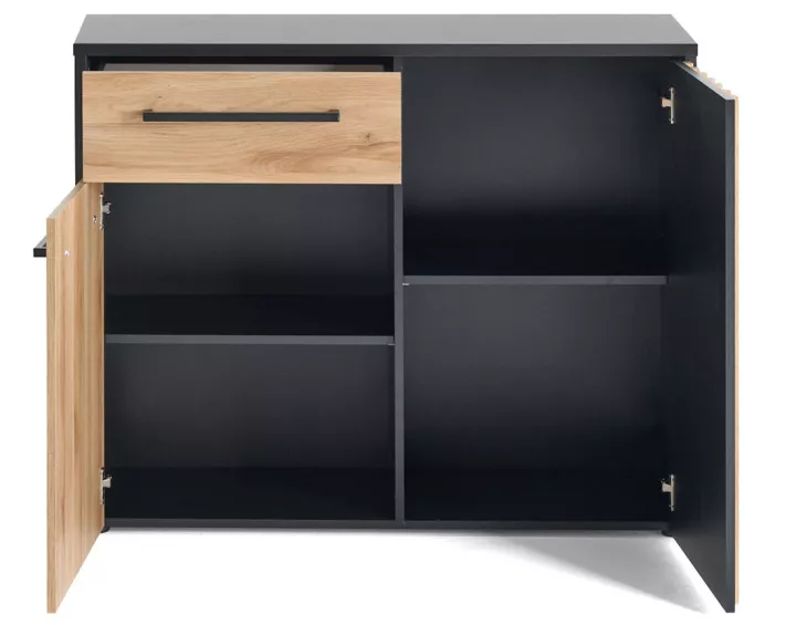 Buffet bas bois et noir 110 cm Varna