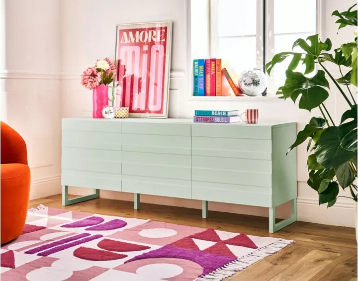 Sofia - buffet bas - vert sauge mat - 165 cm Bestmobilier