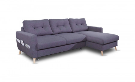 OSLO - Canapé d'angle droit convertible - Gris foncé - 225x147x86cm OSLO - Canapé d'angle droit convertible - Gris foncé - 225x147x86cm