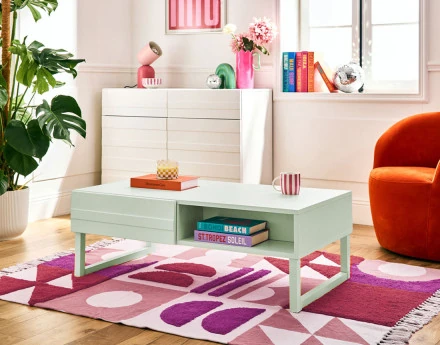 Table basse vert sauge 1 niche 110 cm Sofia