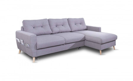 OSLO - Canapé d'angle droite convertible - Gris clair - 225x147x86cm OSLO - Canapé d'angle droite convertible - Gris clair - 225x147x86cm