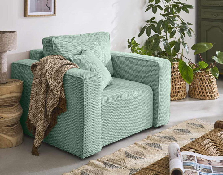 Fauteuil en velours texturé Topaze