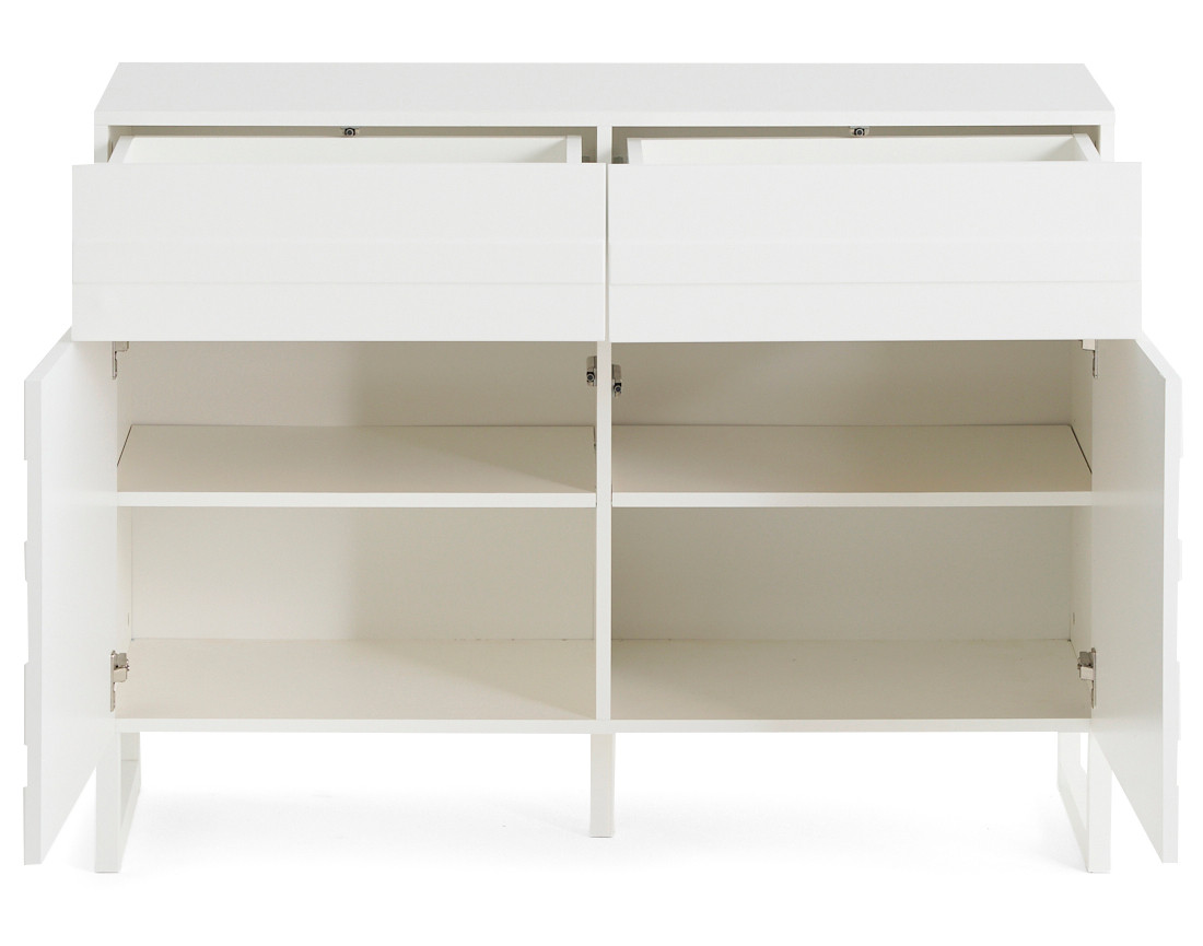 Buffet bas blanc 2 portes et 2 tiroirs 110 cm Sofia