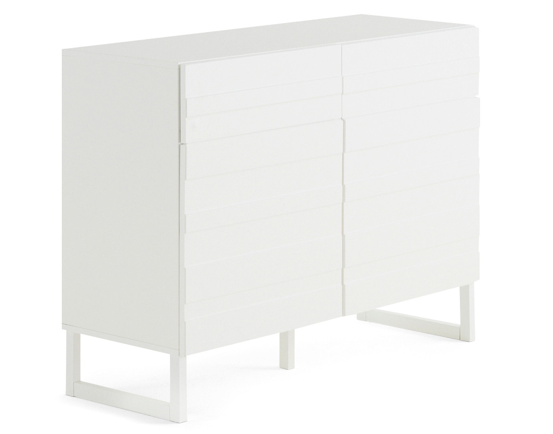 Buffet bas blanc 2 portes et 2 tiroirs 110 cm Sofia