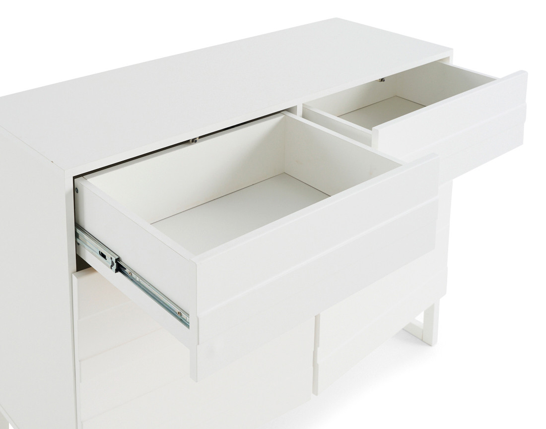 Buffet bas blanc 2 portes et 2 tiroirs 110 cm Sofia