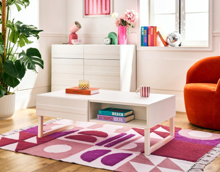 Table basse blanc 1 niche 110 cm Sofia