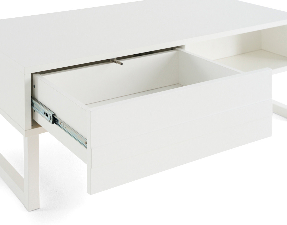 Table basse blanc 1 niche 110 cm Sofia