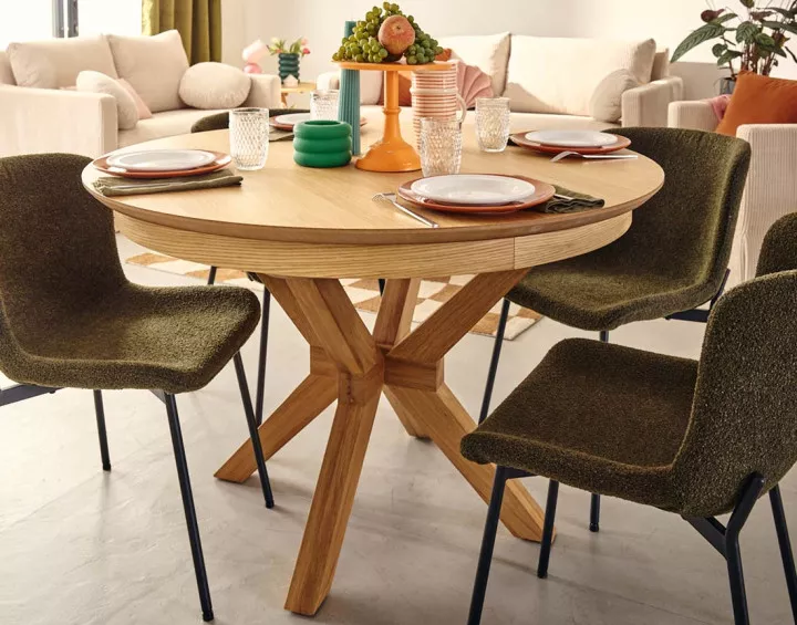 Table à manger ronde extensible bois 120 cm Virtuoso