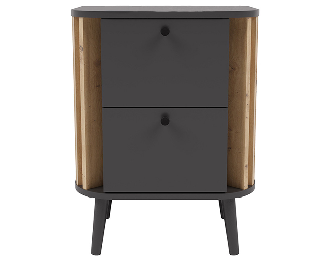 Table de chevet gris et bois 45 cm Camberwell