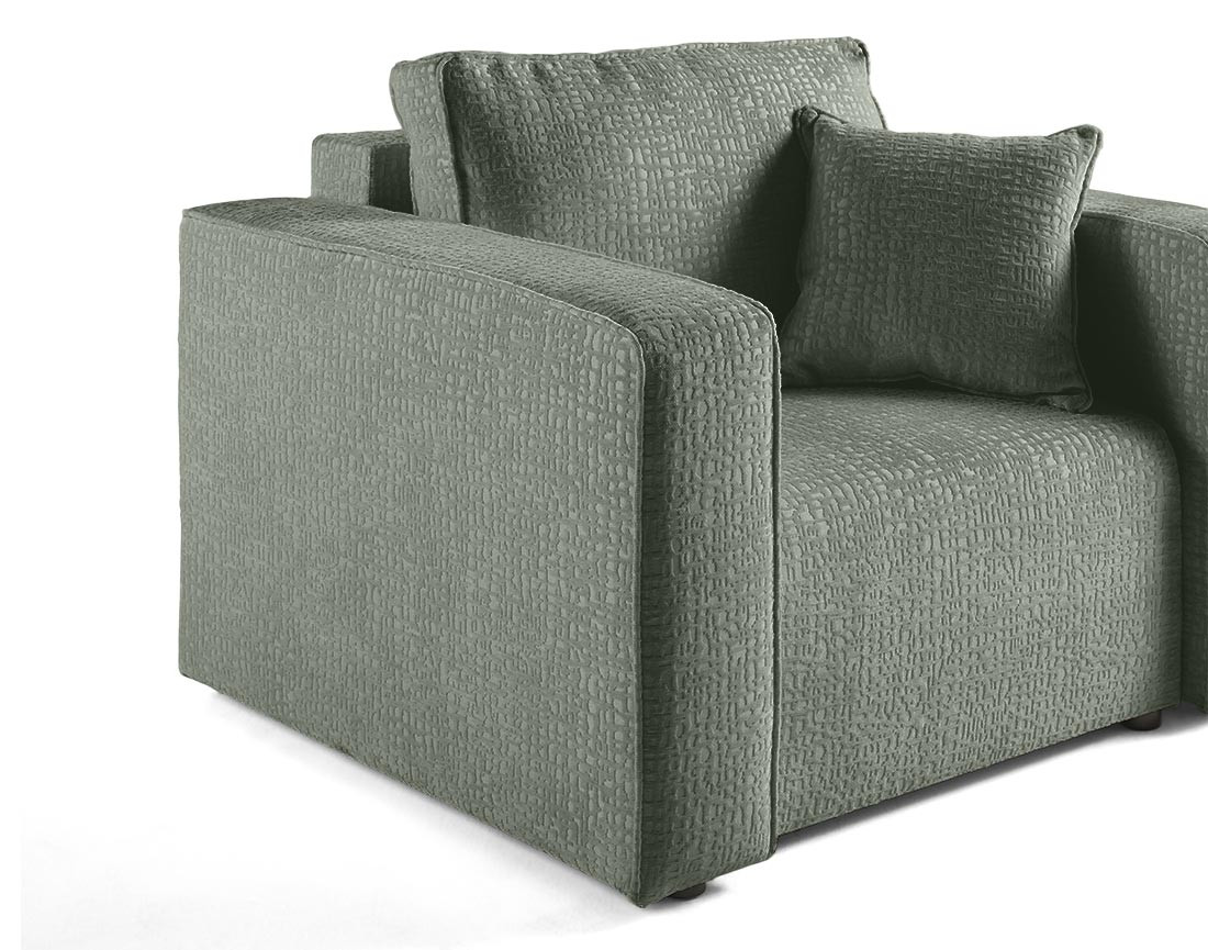 Fauteuil en tissu velours relief Topaze