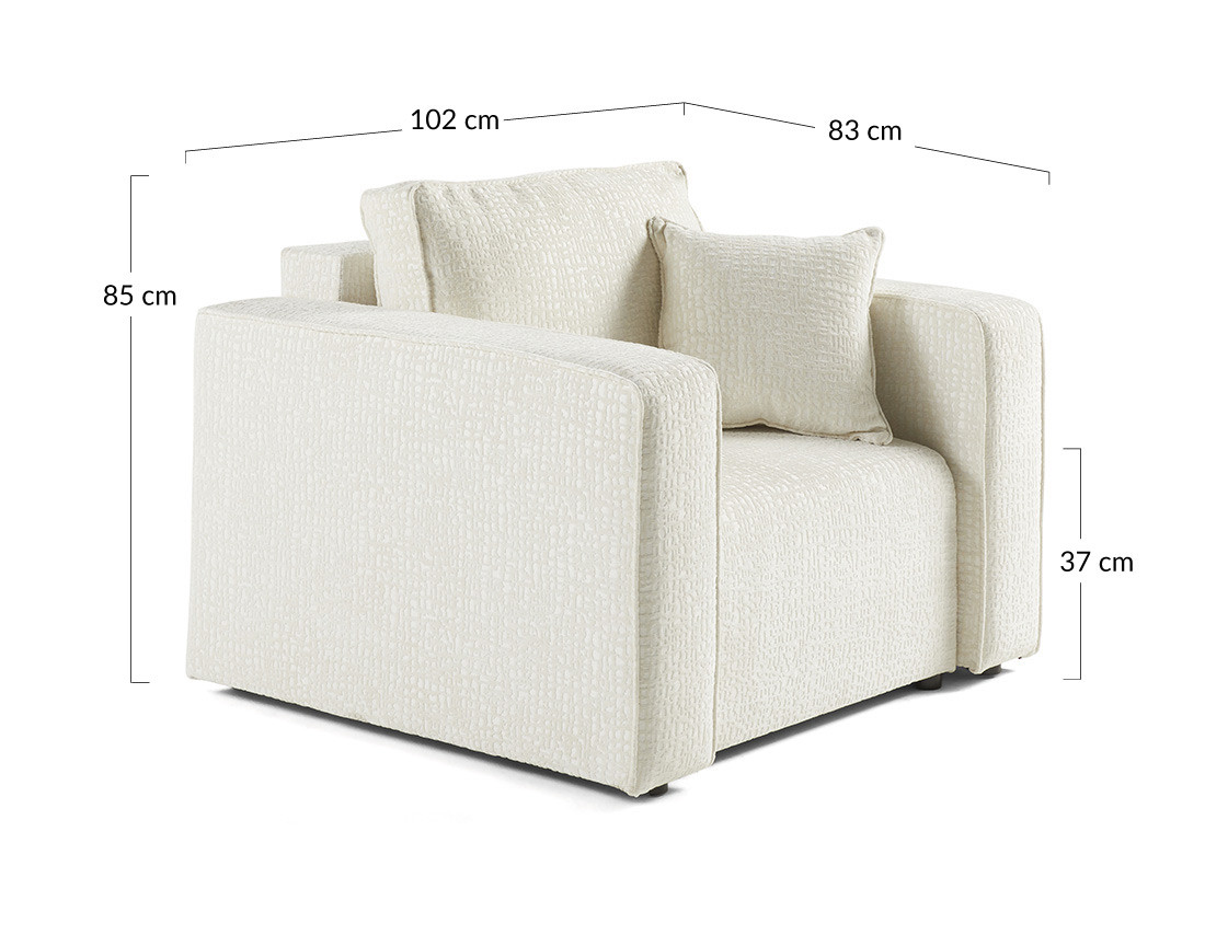 Fauteuil en tissu velours relief Topaze