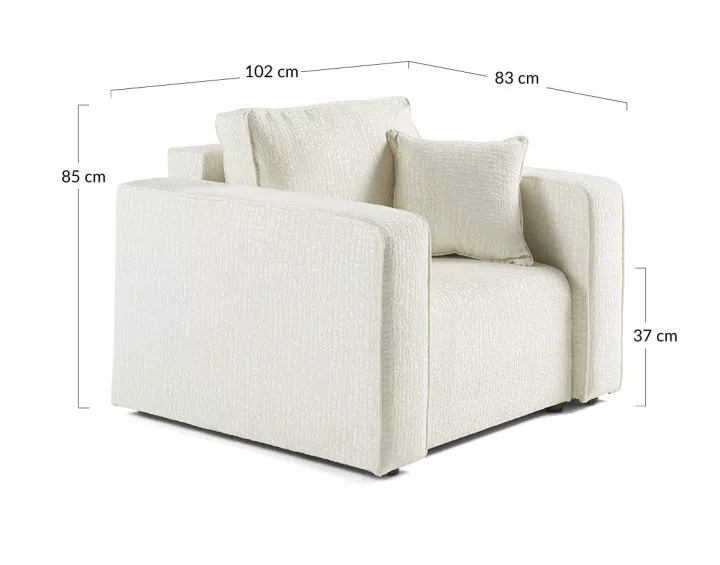 Fauteuil en tissu velours relief Topaze