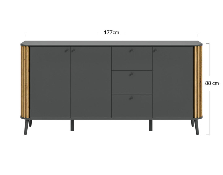 Buffet bas gris et bois 177 cm Camberwell