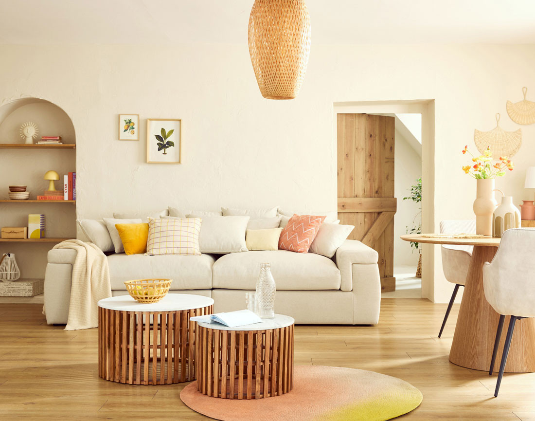 Canapé 4 places - assise profonde - en tissu Sergio