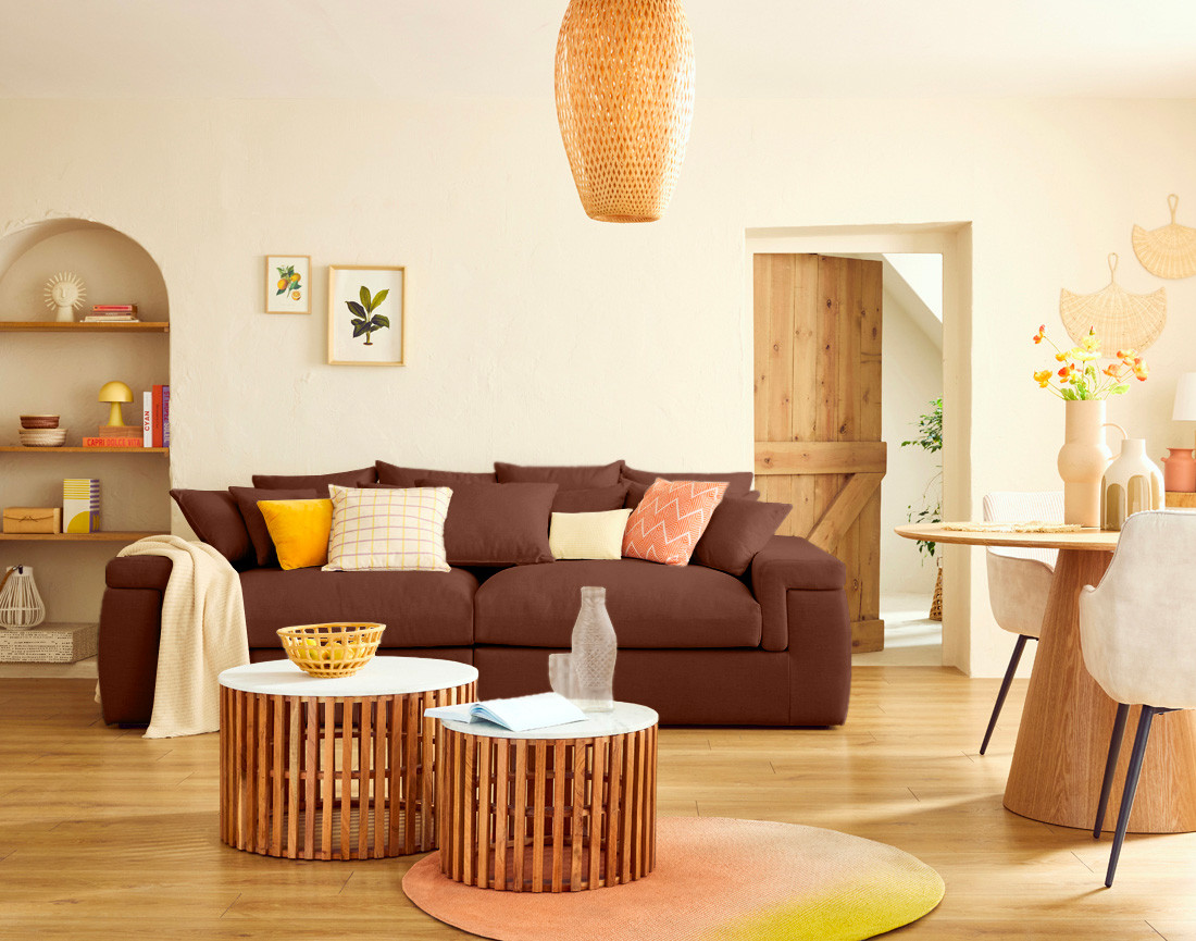 Canapé 4 places - assise profonde - en tissu Sergio