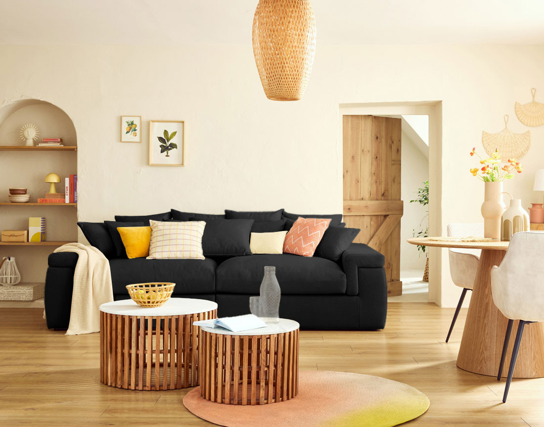 Canapé 4 places - assise profonde - en tissu Sergio Canapé 4 places - assise profonde - en tissu Sergio