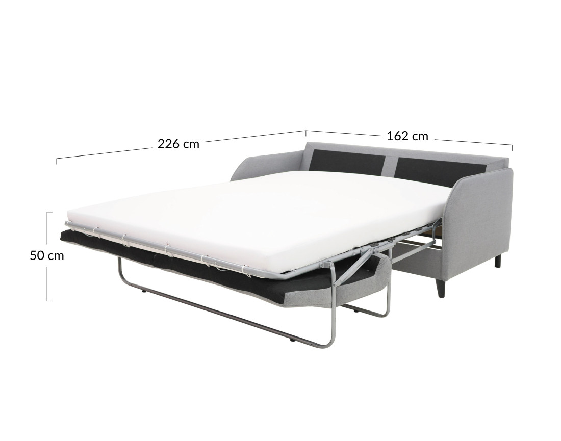 canapé 3 places convertible - couchage quotidien matelas 11 cm - en tissu - Cosmos