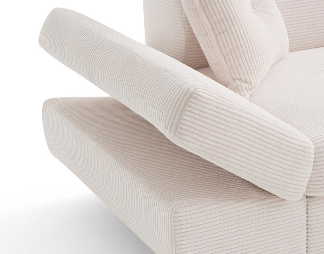 Canapé d'angle droit convertible et têtières en velours côtelé Lisbona