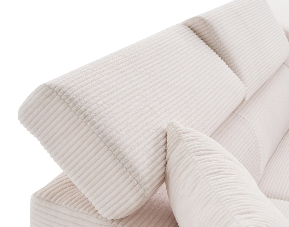 Canapé d'angle droit convertible et têtières en velours côtelé Lisbona