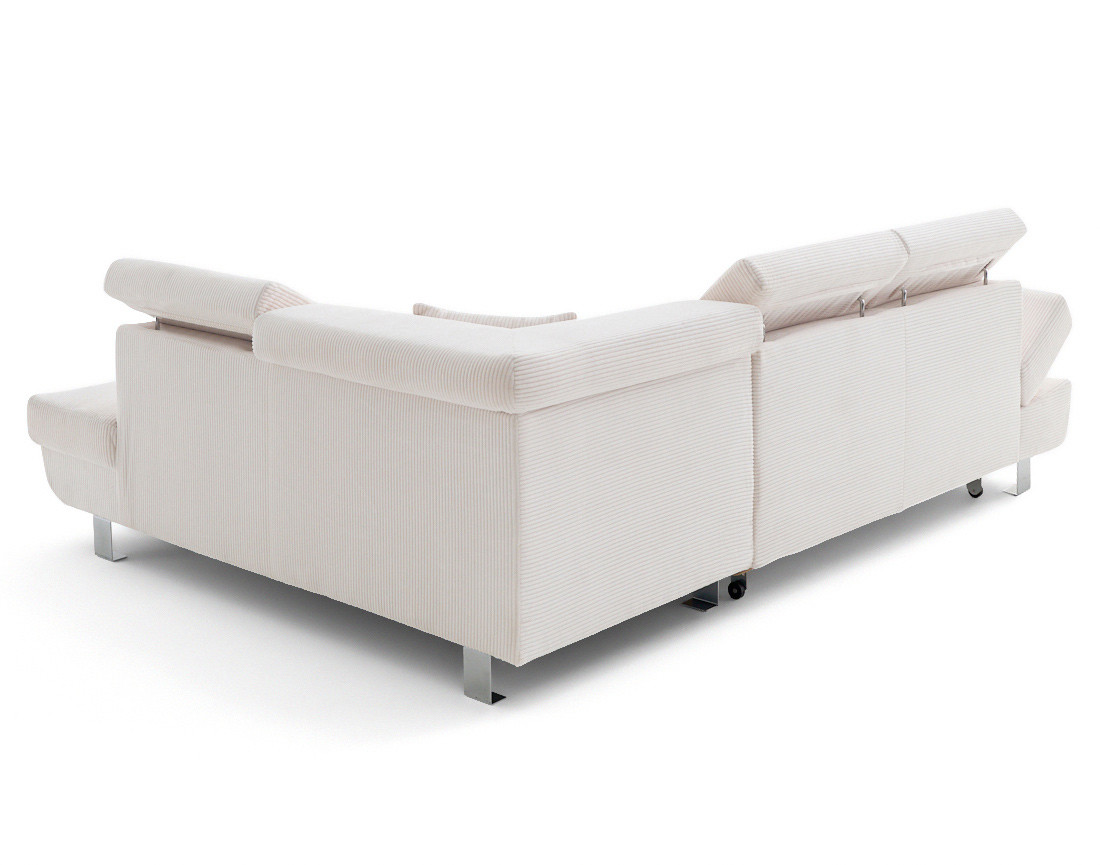 Canapé d'angle droit convertible et têtières en velours côtelé Lisbona