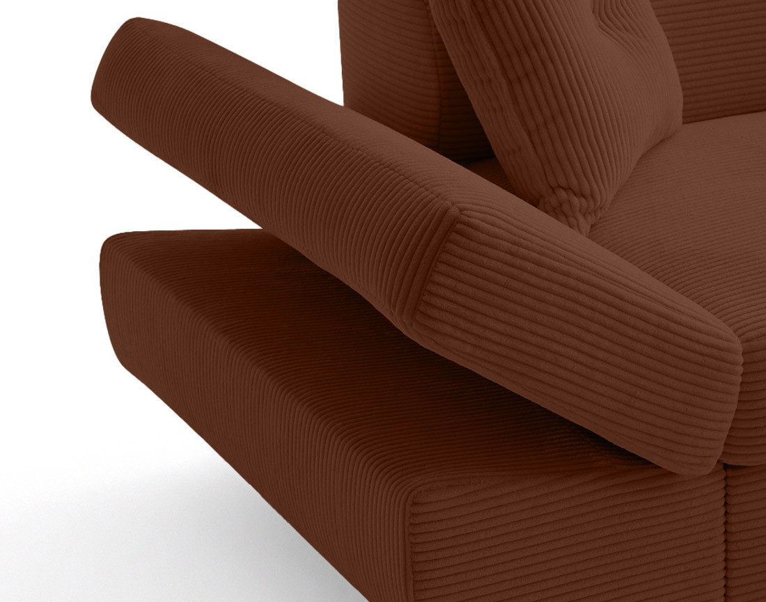 Canapé d'angle droit convertible et têtières en velours côtelé Lisbona