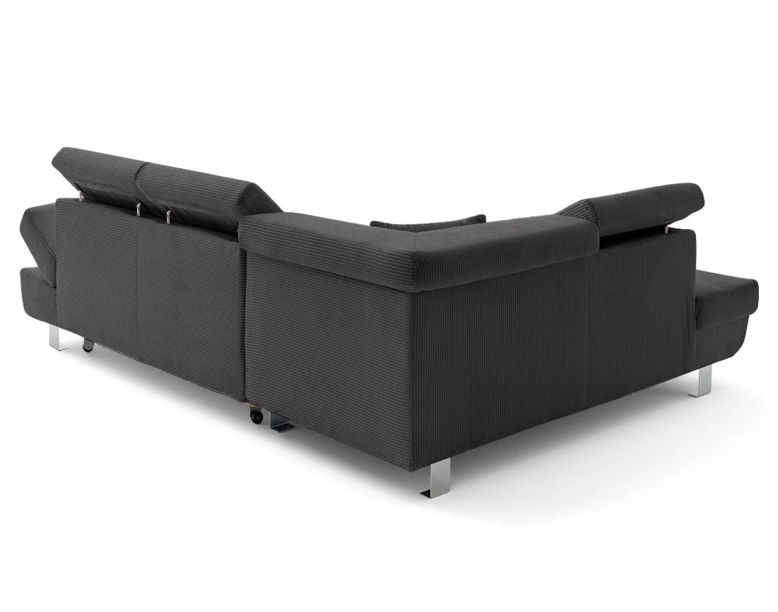 Canapé d'angle gauche convertible et têtières en velours côtelé Lisbona