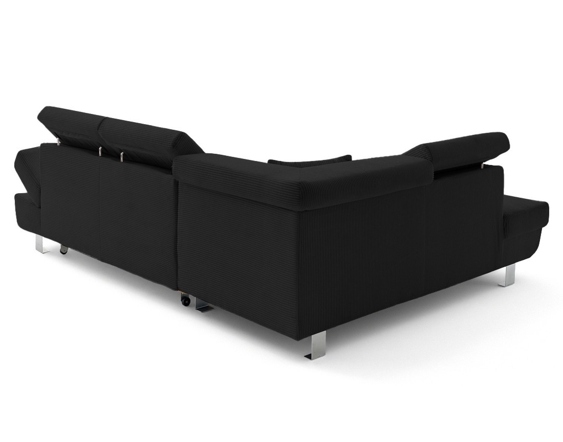 Canapé d'angle gauche convertible et têtières en velours côtelé Lisbona