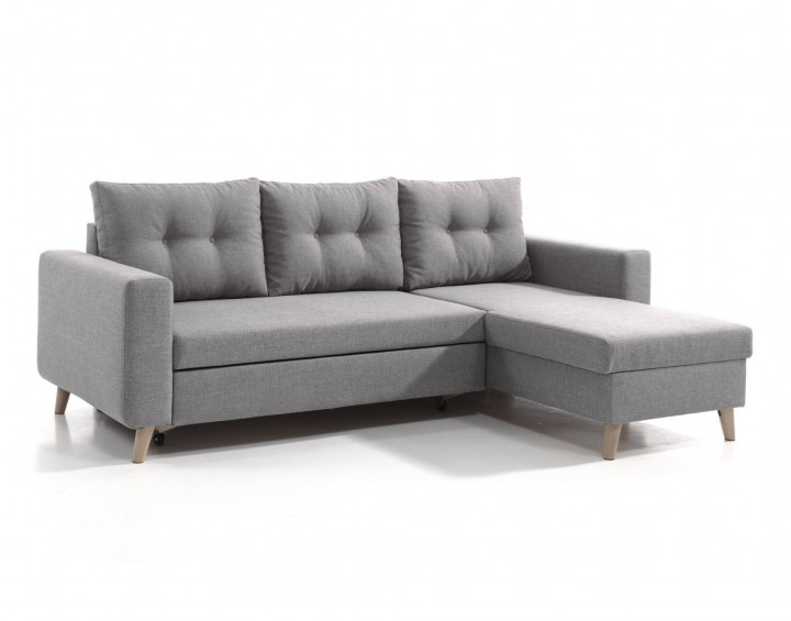 NORDIC - Canapé scandinave d'angle réversible convertible - Gris clair NORDIC - Canapé scandinave d'angle réversible convertible - Gris clair